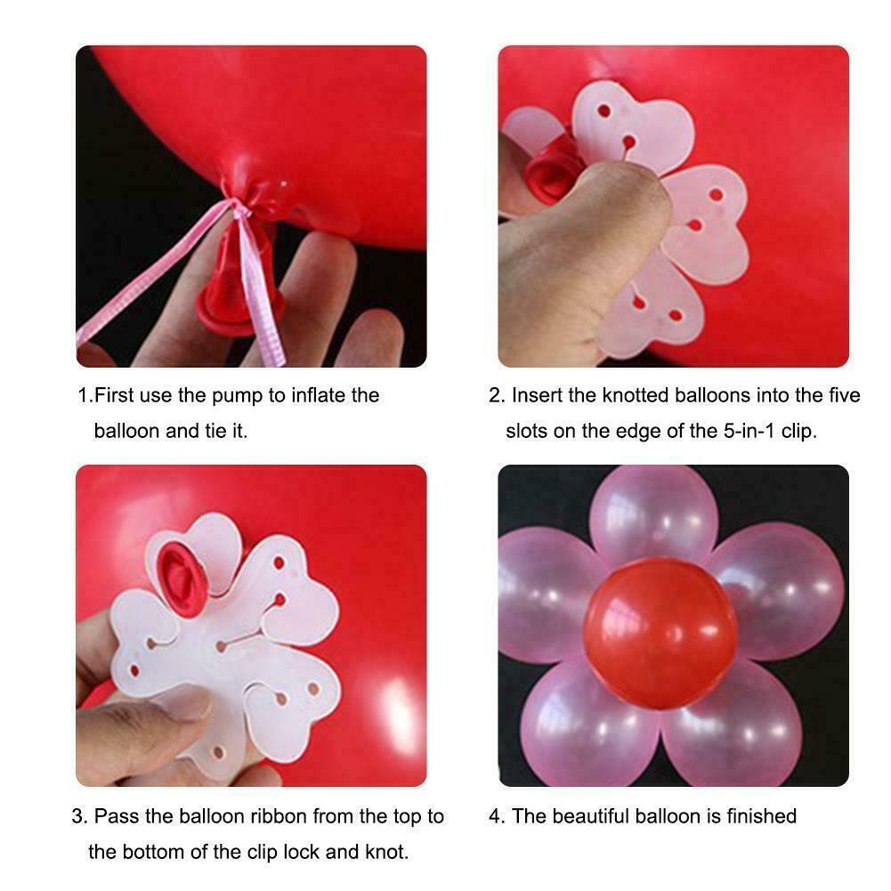 10PCS 5 In 1 Balloon Clips Shaped Tie Holder Sealing Air Filled Party Decor