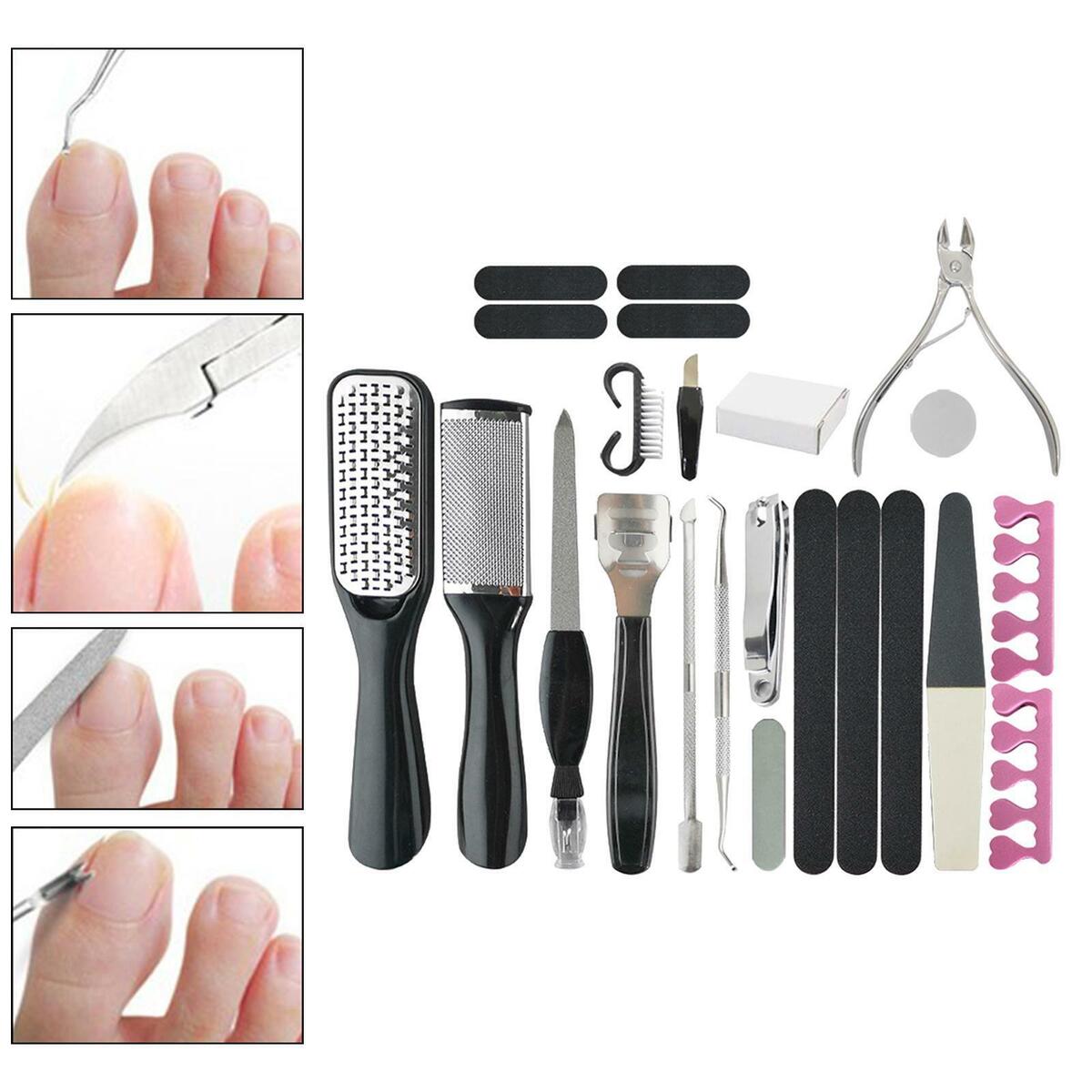23Pcs/Set Manicure Foot Pedicure Kit Foot Scrubber Stainless Steel