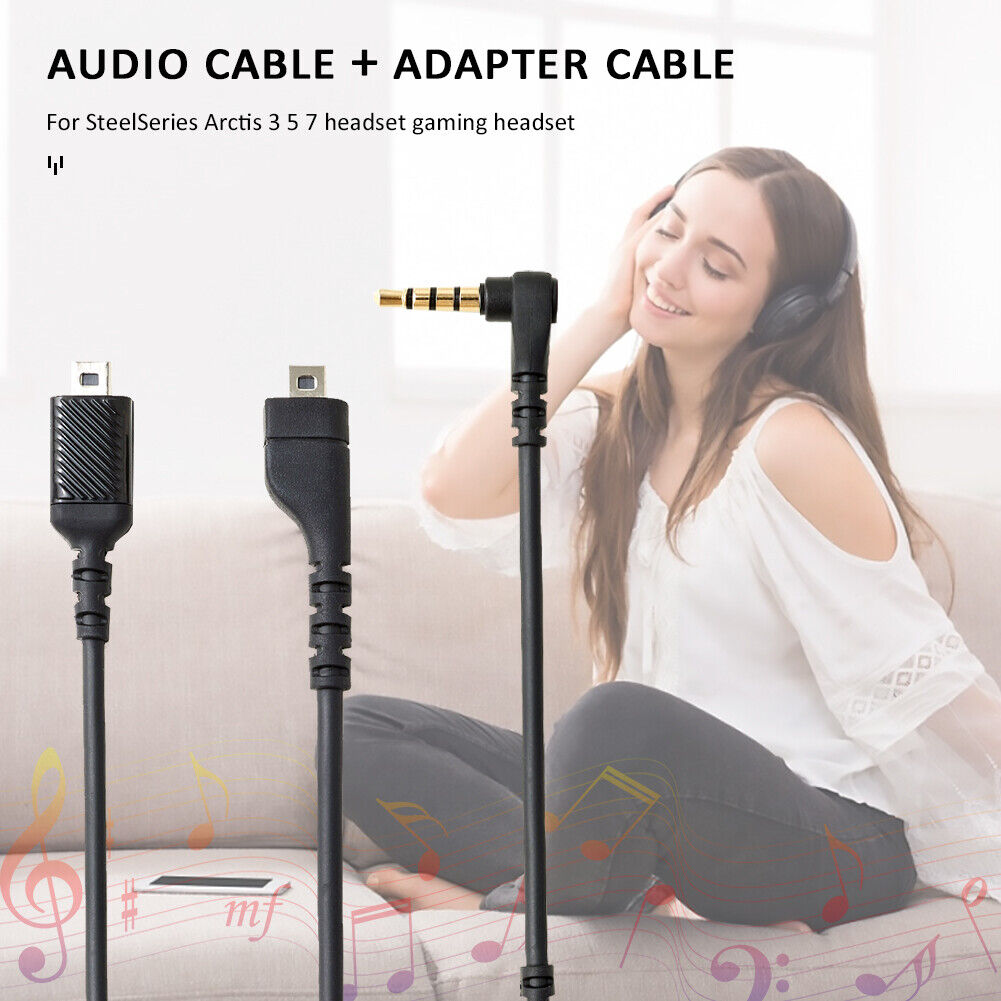 Audio Cable + 3.5mm Male to Female Adapter for SteelSeries Arctis 7 5 3