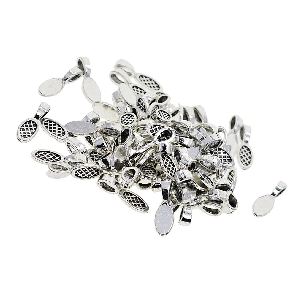 50 Pieces Tibetan   Glue on 27mm Bail Pendant Cabochon DIY Jewelry