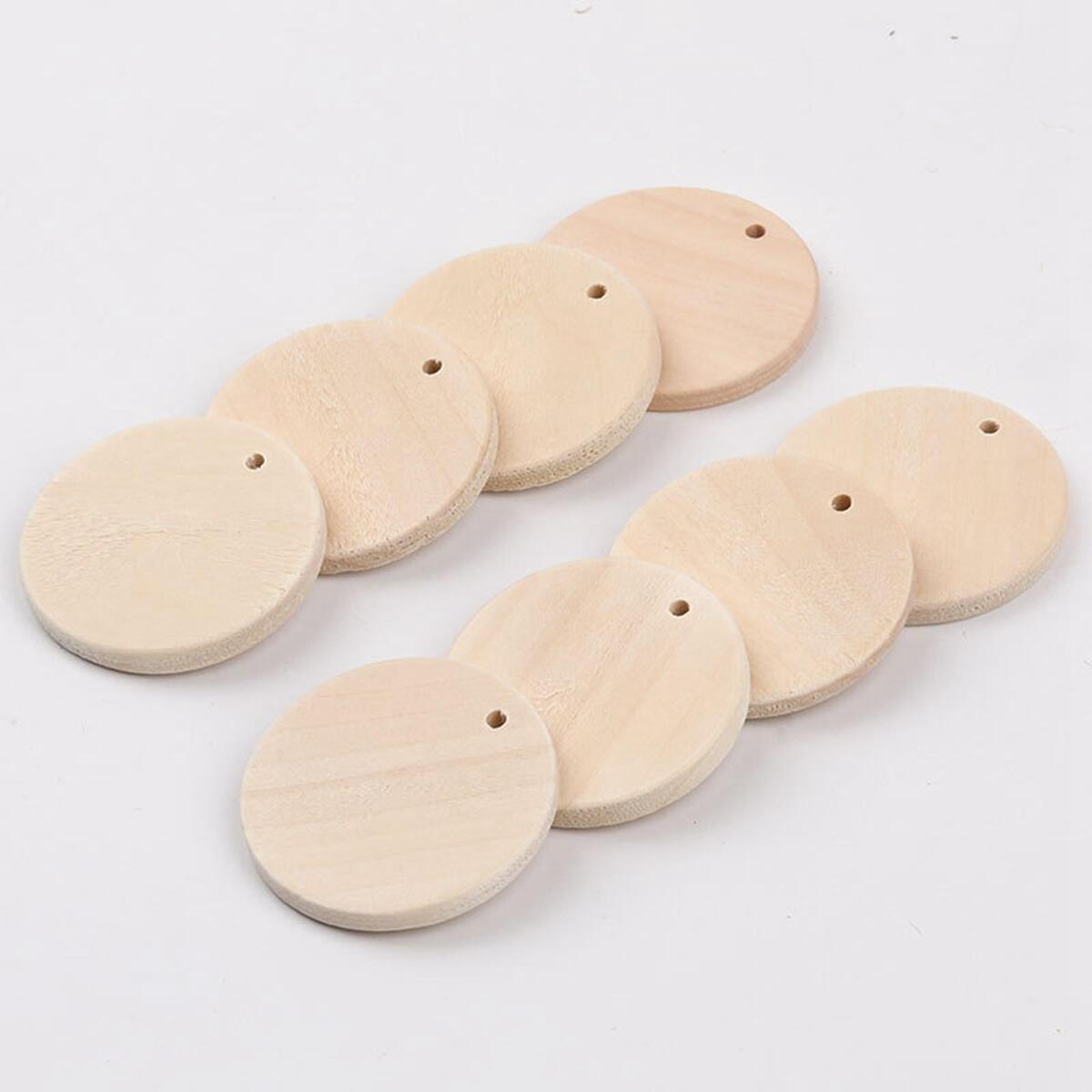 50pcs DIY Blank  Pieces Slice Round Unfinished Crafts en Discs