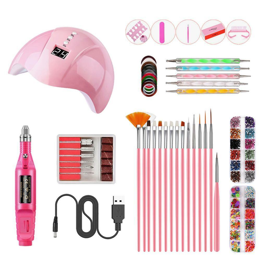 12 lot Nail Dryer Light Polisher  Glitters Charms Painting Brushes