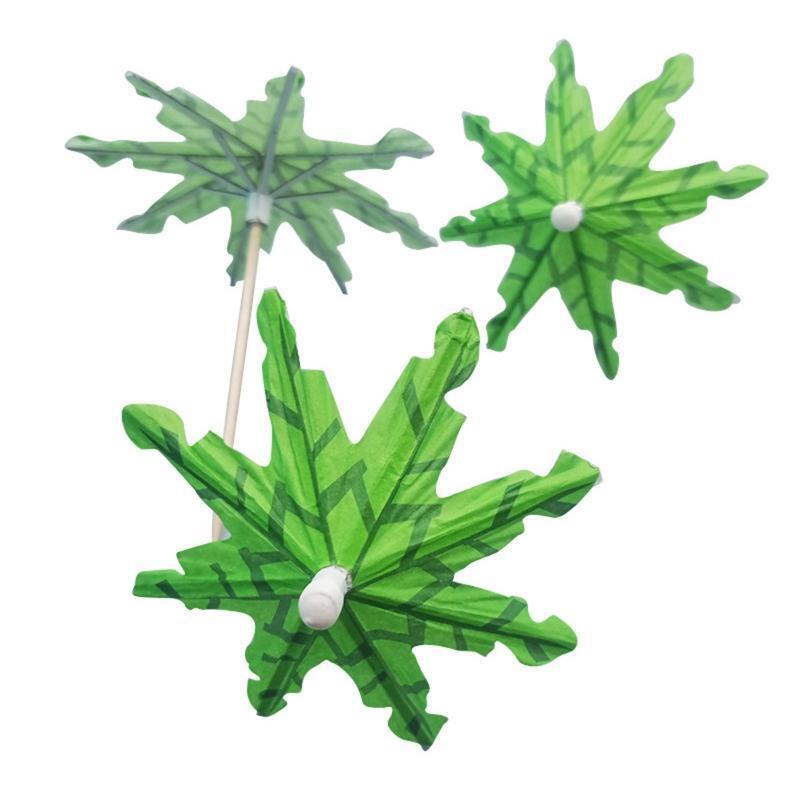 Umbrellas Green Coconut Palm Tree Fruit Sticks Cupcake Toppers for Party