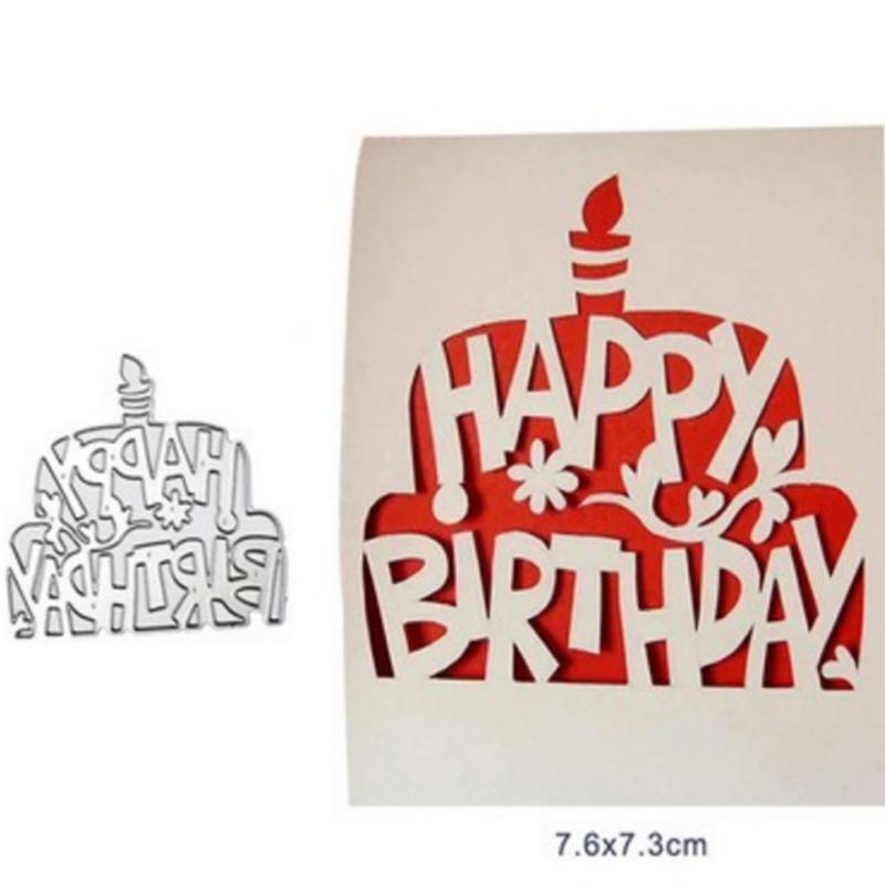 Cake Metal Cutting Die Birthday Cake Embossing Script Die Stencil for Card Makig