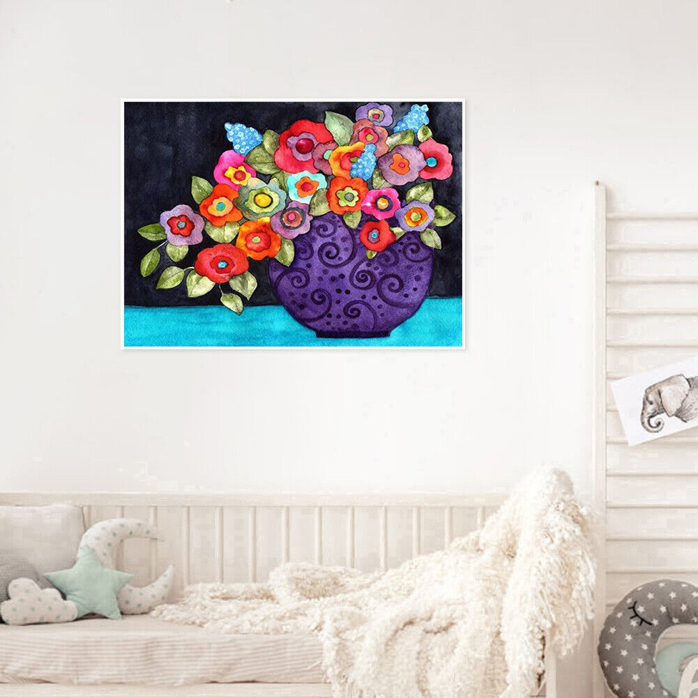 40x50cm Frameless Oil Paint By Numbers DIY Vase Painted Canvas Picture