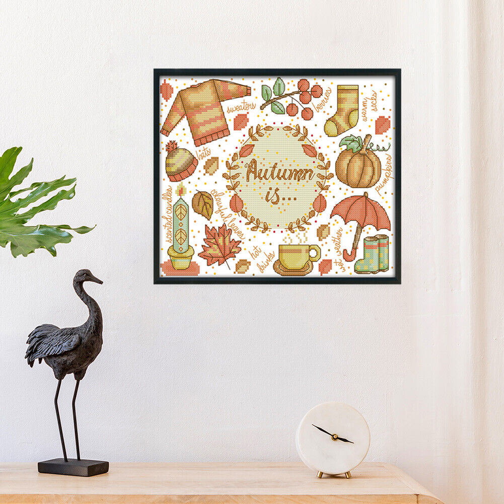 Cross-Stitch Kits Printed Canvas Autumn Embroidery DIY 14CT Stamp (J365)