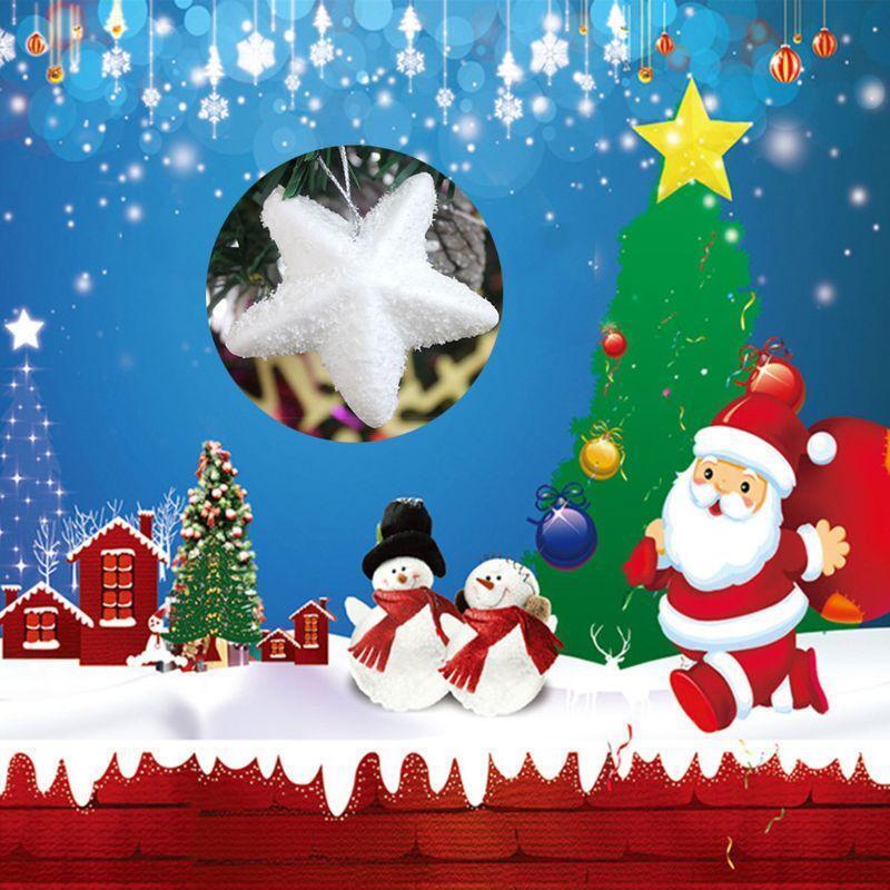 6 PCS White Five-Pointed Star Ornament Christmas Topper Tree Star Mini Tree Star