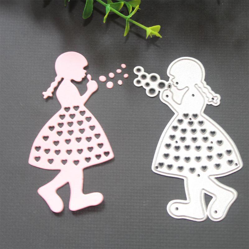 Little Girl Blowing Bubbles DIY Handicrafts Cutting Dies Metal Cutting Stencils