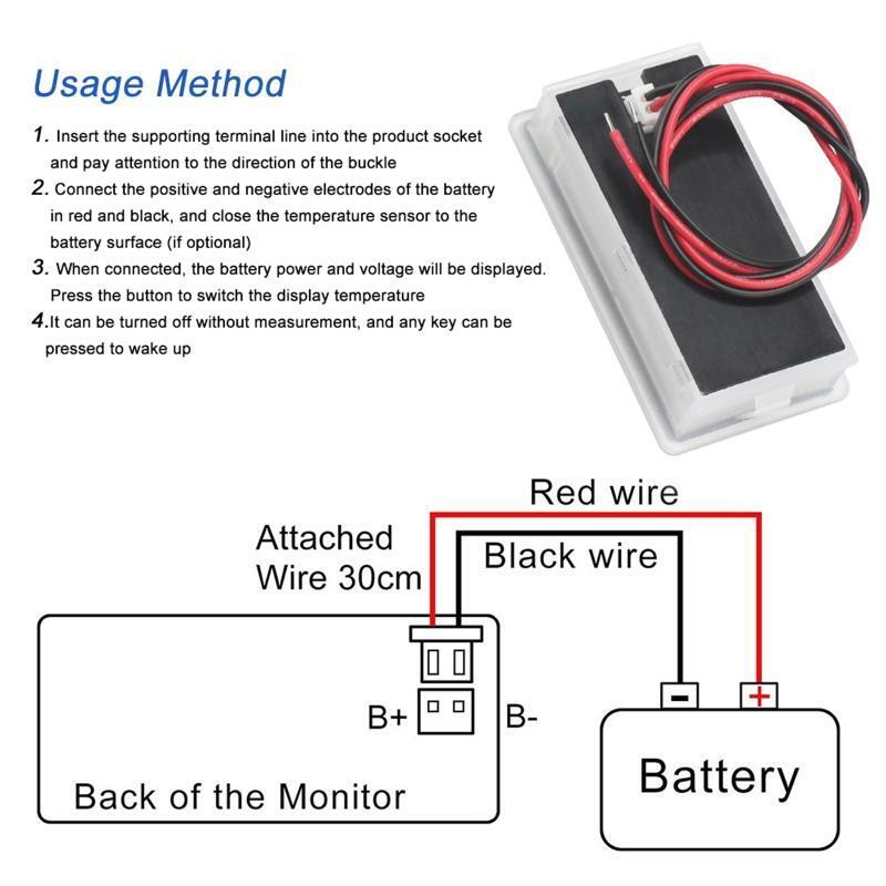 Digital Battery Capacity Indicator 10-100V Acid Lead Lithium Battery Tester