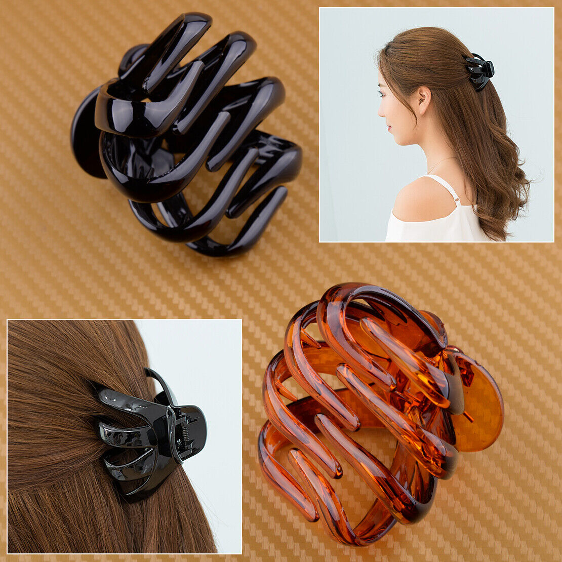 Octopus Hair Claw Clip Plastic Black Brown Set Women Clamp Hairpin Accessory Li