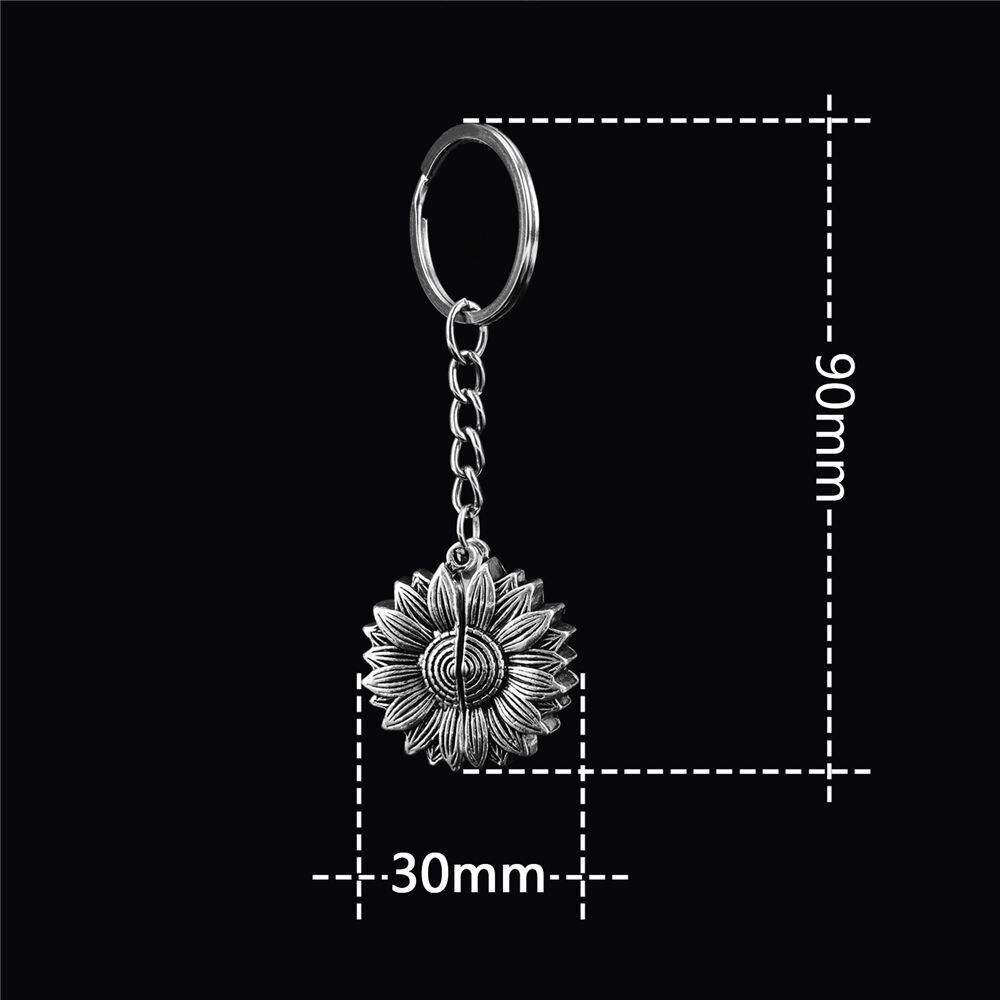 Open Locket Flower Car Keyring Sunflower Keychain Pendant You Are My Sunshine