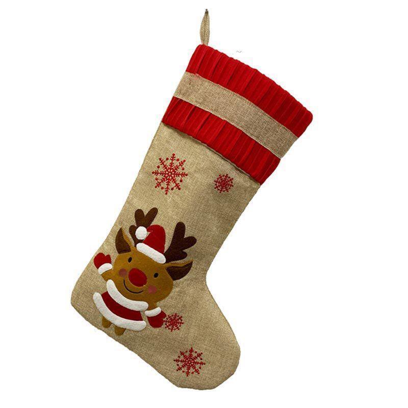 4pcs/set Christmas Stocking Snowflake Snowman Gift Candy Bag Hanging Xmas Tree