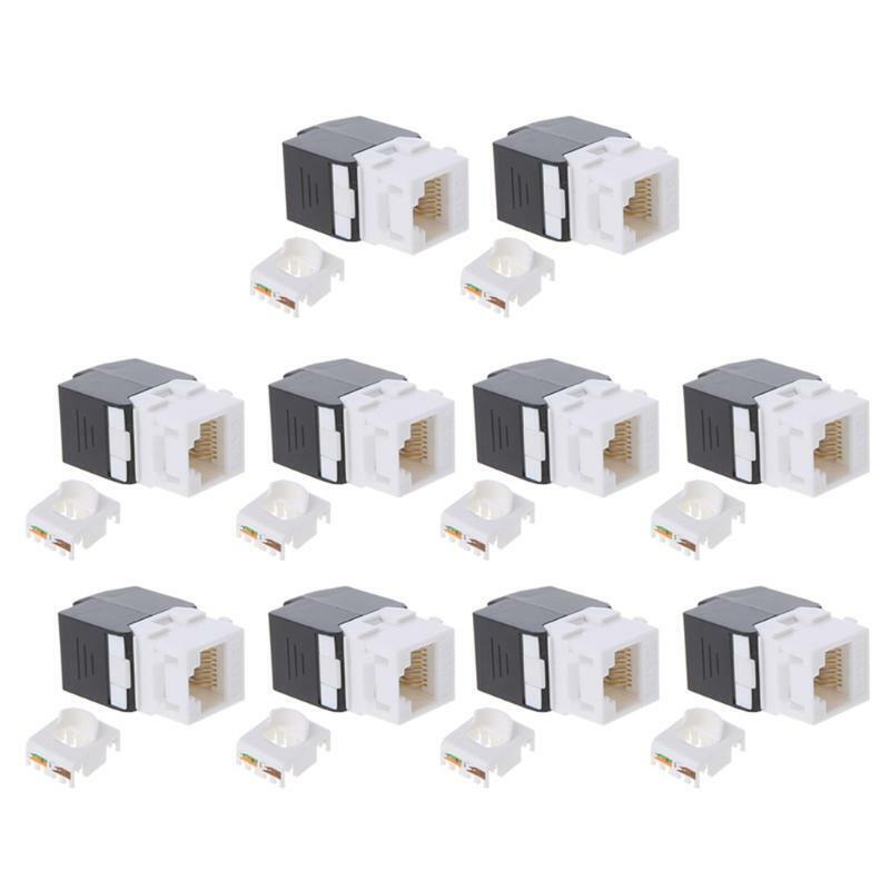 10pcs Gigabit RJ45 CAT6 Keystone Jacks Modules Tool-free Connection Cable adapte