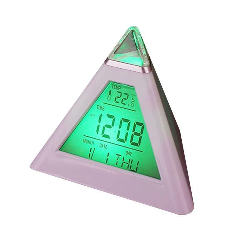 Alarm Clock with Pyramid-shaped LED Color Changing Digital Color Thermometer