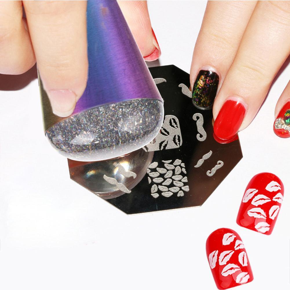 Colorful Transparent Silicone Seal Stamp with Cover DIY Nail Art Tools (03)