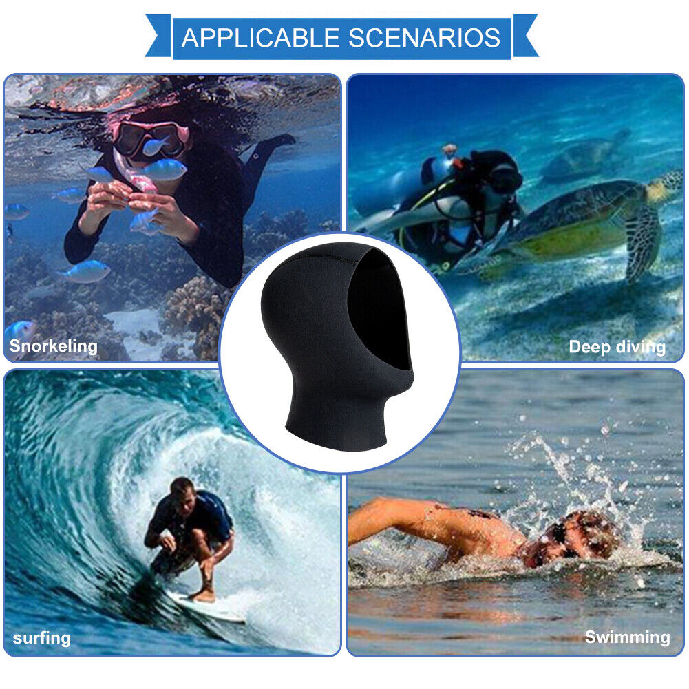 Winter Swim Warm Protect Hair Ear Scuba Diving Cap Shoulder Snorkeling Hat