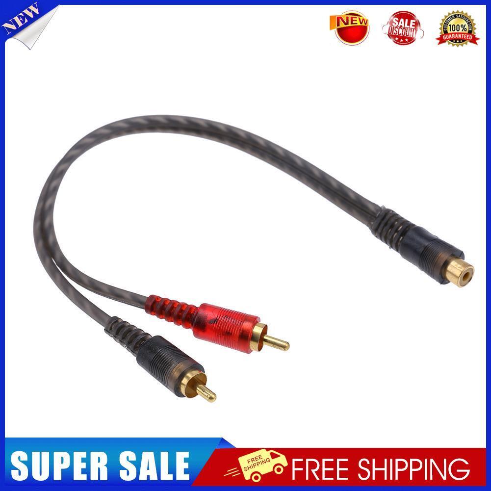 1pc 27cm 1 RCA Female to 2 RCA Male Splitter Cable for Car Audio System
