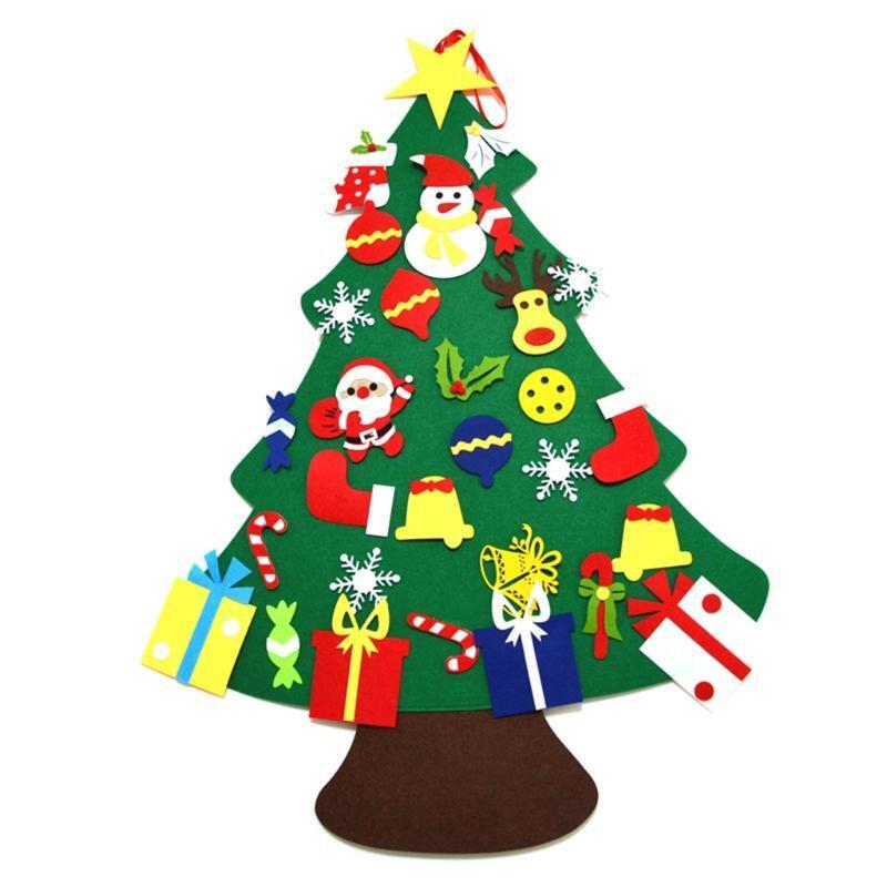 Baby Kids DIY Felt Christmas Tree with 30pcs Detachable Ornament Wall Door Decor