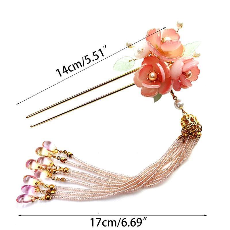 Beaded Tassel Hairpin Women Girls Hair Stick Bridal Headwear Decorative Jewelry