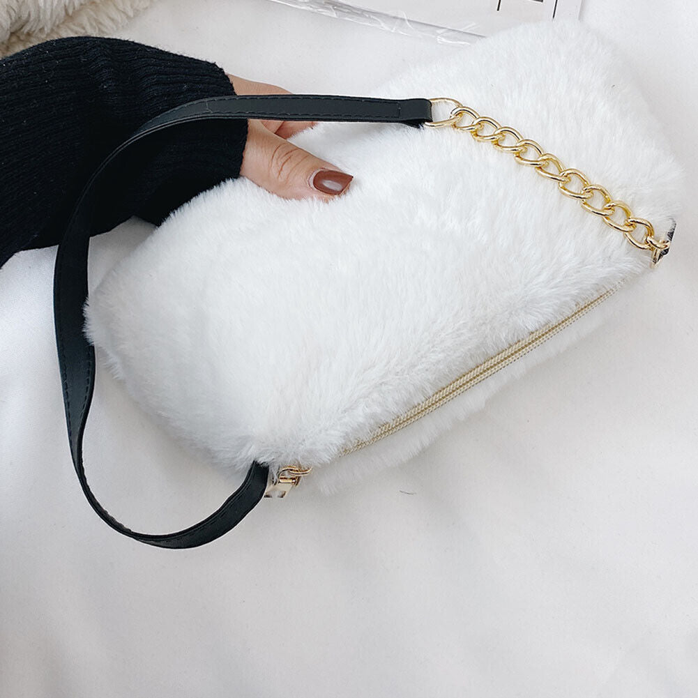 Fashion Plush Top-handle Handbags Women Animal Pattern Shoulder Bags (3)
