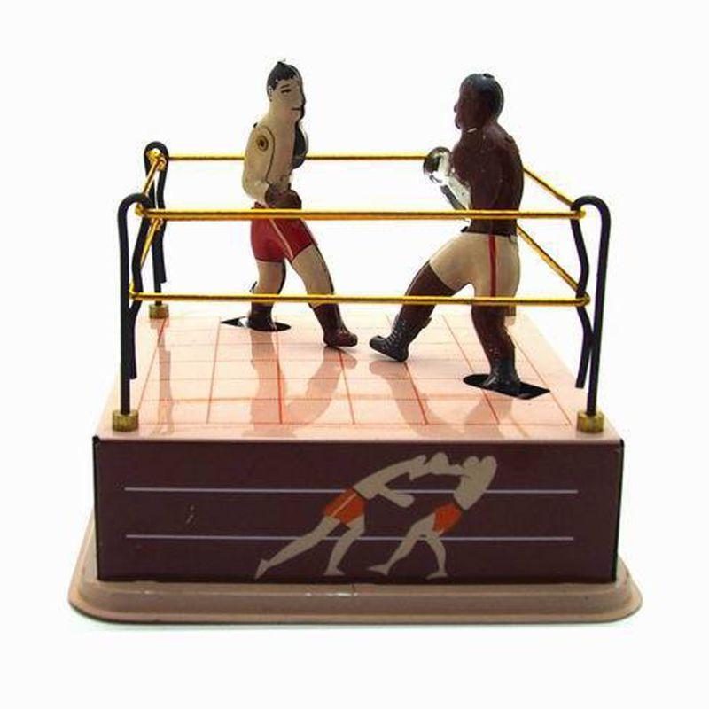 Durable Clockwork Christmas Boxing Ring Wrestling Boxers Wind-up Self Playing