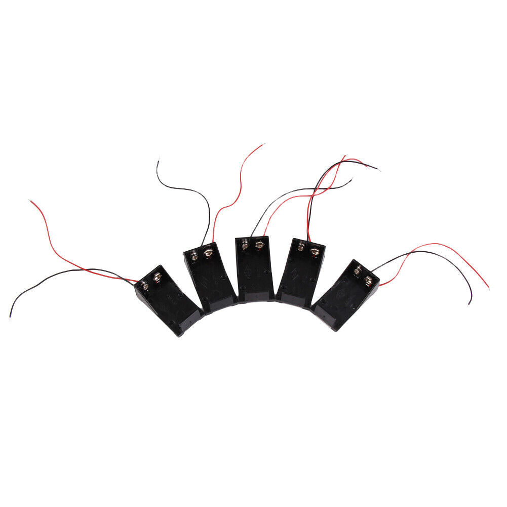 5PCS Single Slots 1x 9V Battery Clip Holder Case Box with Wire Leads DIY