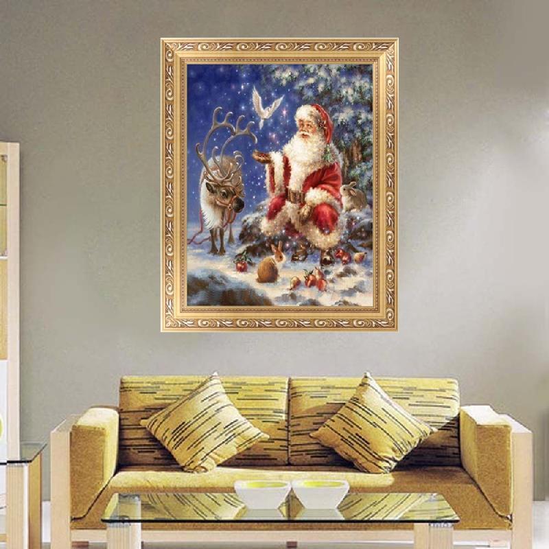 DIY 5D Diamond Painting Snow Christmas Santa Claus Cross Stitch Kit Home Decor