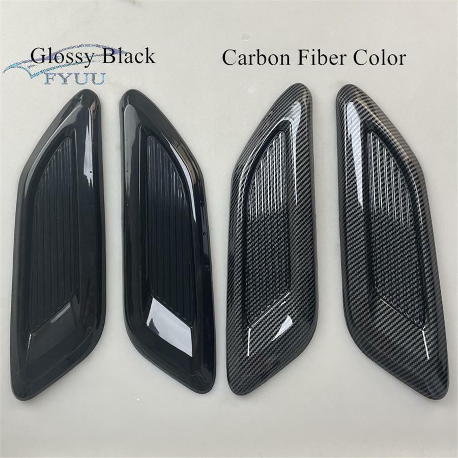 2xCarbon Fiber Color Car Air Flow Intake Hood Scoop Vent Bonnet Decorative Cover