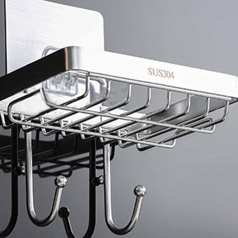 Punch-free Drain Soap Box Stainless Steel Soap Rack Dishcloth Storage Box