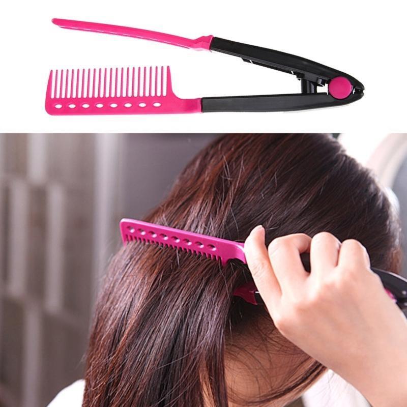 Hair Straightening Comb Haircut Anti-static V Shape Comb Clip Clamp Styling Tool