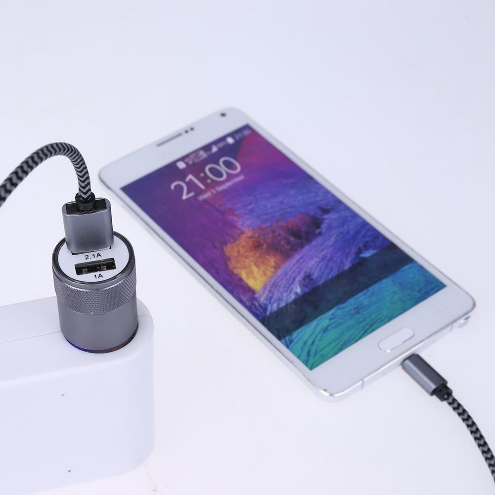 Metal Dual USB 2.1A Car Cigarette Lighter Adapter Charger(Gray+Black)