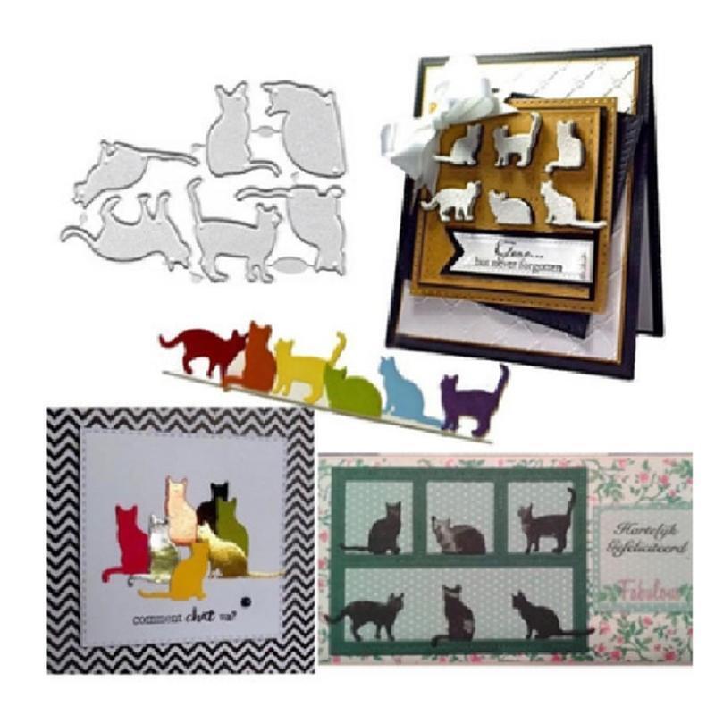 Cute Cats Cutting Dies Stencil Scrapbooking DIY Album Stamp Paper Card