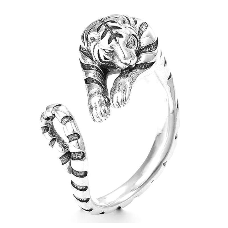 Tiger Open Ring Personality Punk Simple Cartoon Women Finger Ring New Year