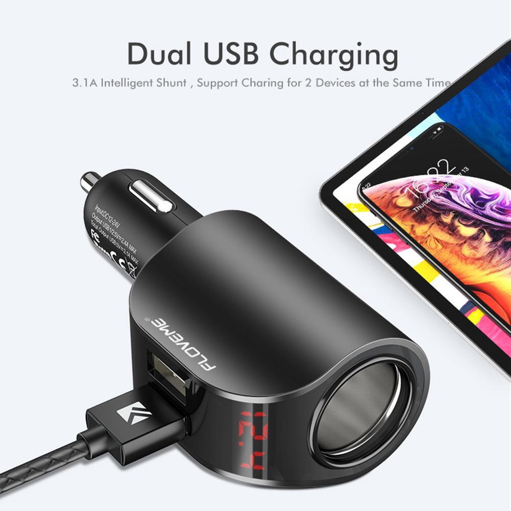 FLOVEME Dual USB Car Charger Digital Display 5V 3.1A Fast Charging Adapter