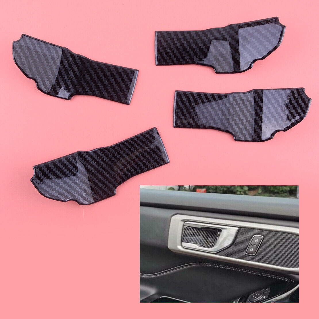 Carbon Fiber Style ABS Door Handle Bowl Cover Trim fit for Ford Explorer 2020-21
