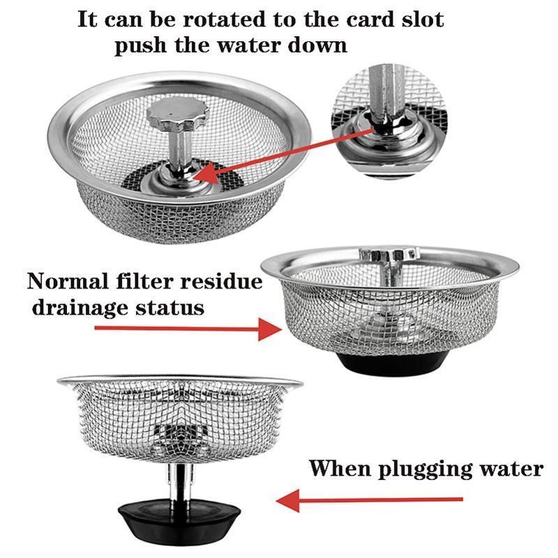 Stainless Steel Sink Strainer Waste Disposer Outfall Filter Hair Water Stopper