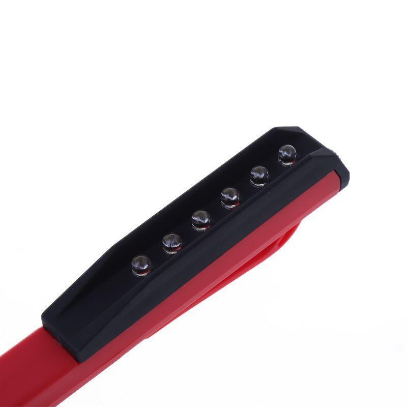 1PC Mini 6 LED Inspection Light Pen Size Pocket Lamp Clip Work Torch Flashlight