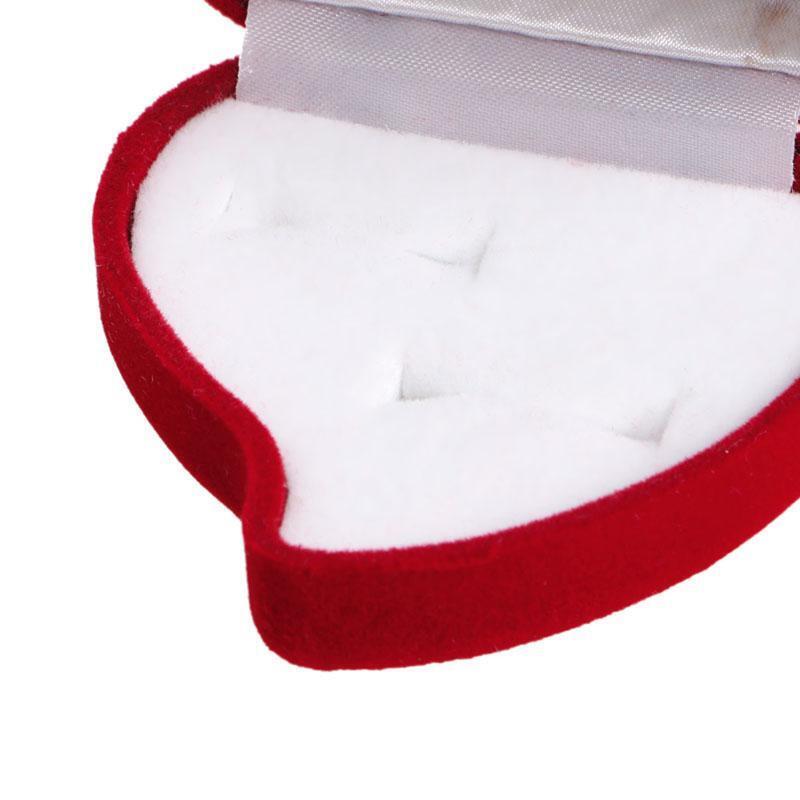 Fashion Double Ring Box Velvet Jewelry Storage Case Rose Flower Heart Shape Gift