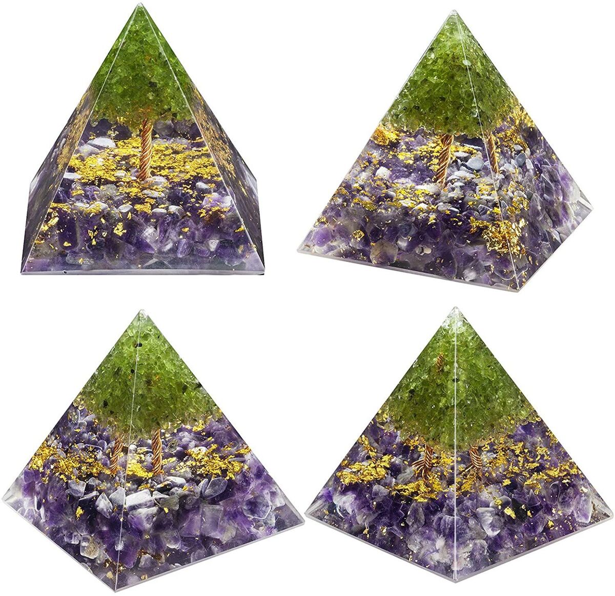 Crystal Chakra Orgone Pyramid Energy Orgone Stone Amethyst Peridot Crystal