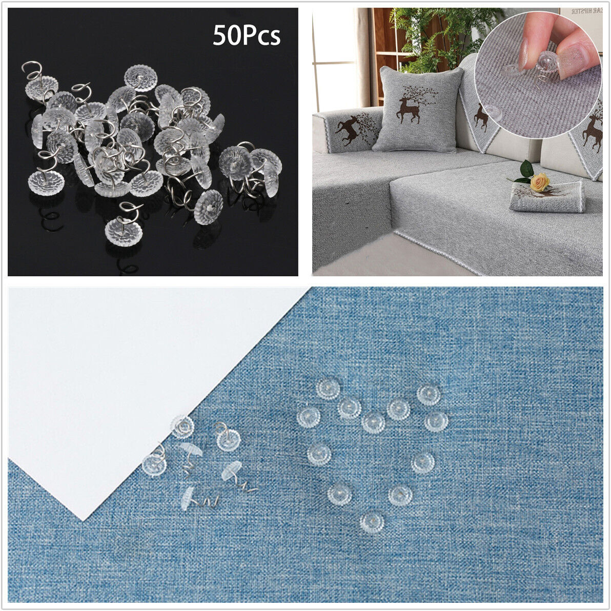 50 Pcs Plastic Heads Twist Pins Upholstery Sofa Couch Chair Pad Hold Twist Pins
