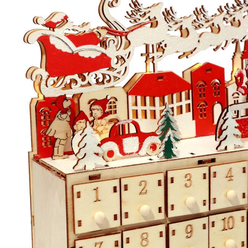 Christmas Plywood Advent Calendar Book Xmas Countdown Christmas Decoration