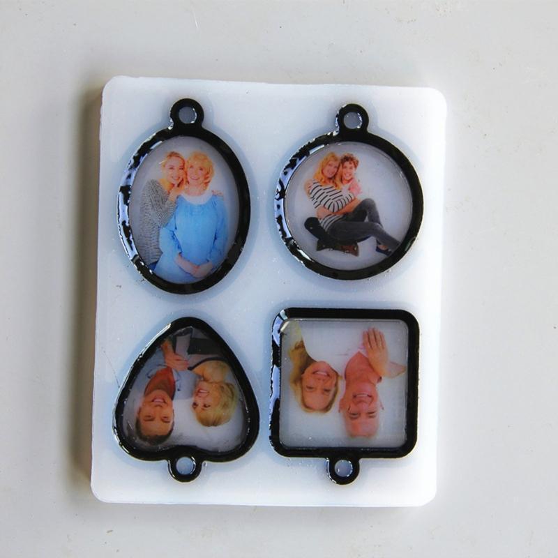 Silicone Pendant Tray Glass Cabochon Set for Photo Necklace Jewelry Making DIY