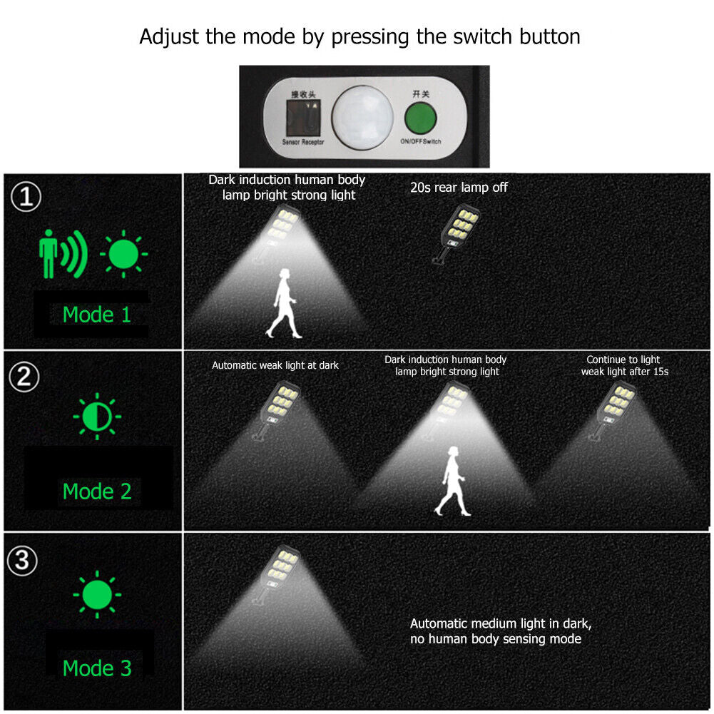 279LED Solar Light Outdoor 3 Modes Optical Motion Sensor Garden Wall Lamp