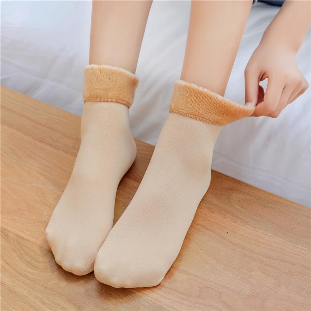 3pairs Warm Thick Solid Thermal Snow Winter Floor Sleeping Socks (Nude)