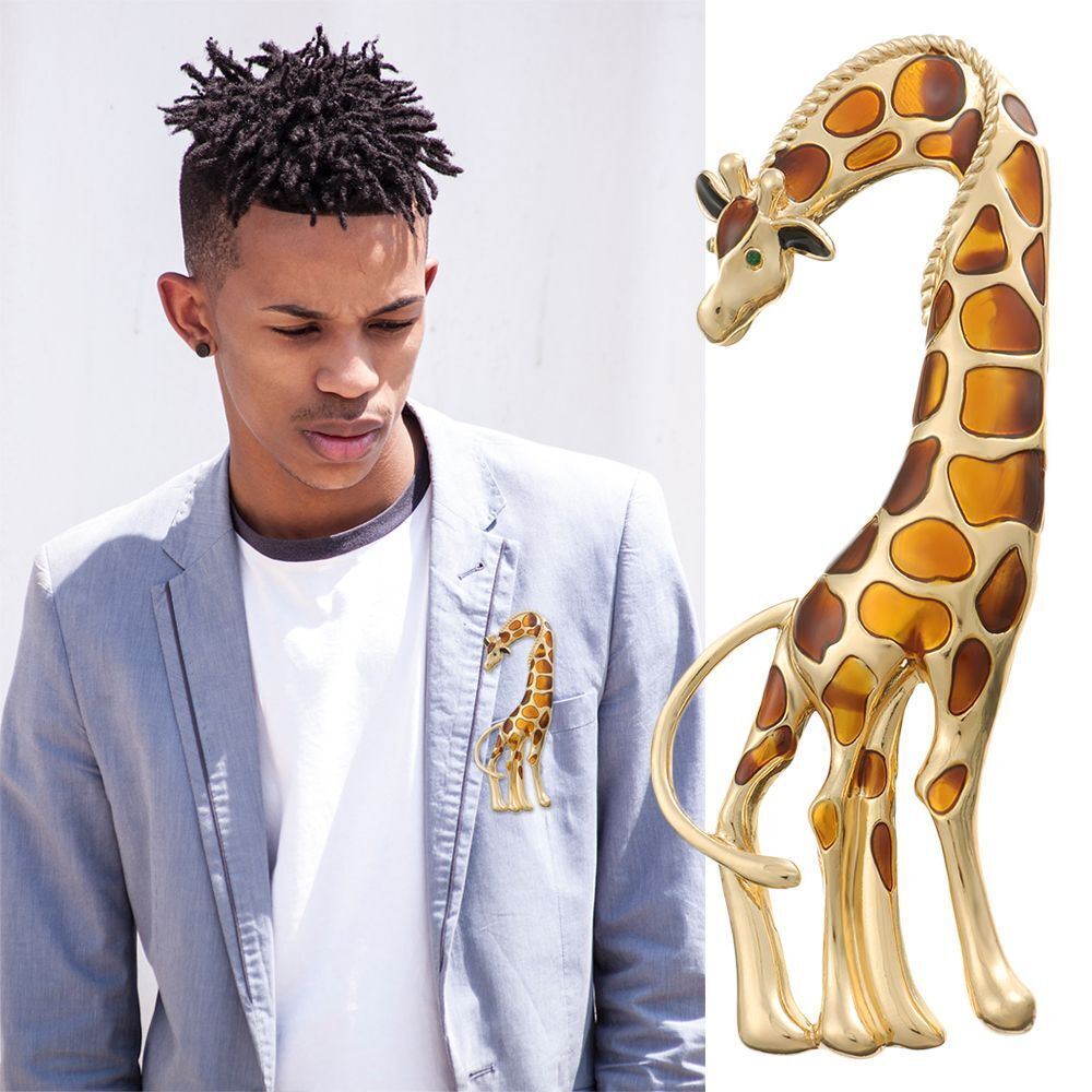 Suit Accessories Bag Clothes Label Enamel Animal Brooch Pin Giraffe Brooch