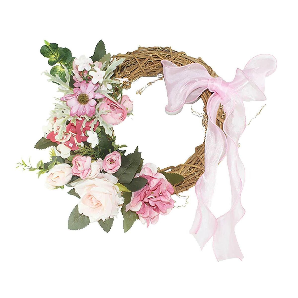 11" Flowers Wreath for Front  Farmhouse  Leaves window and wall Haning
