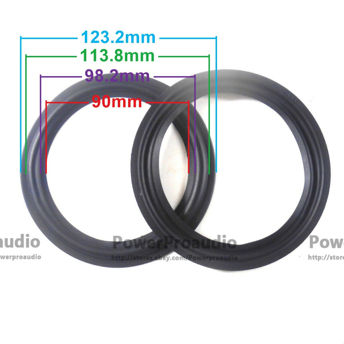 2pcs 5Inch Rubber surround DIY Fit For Mo rel Speaker 123-113-98-90MM