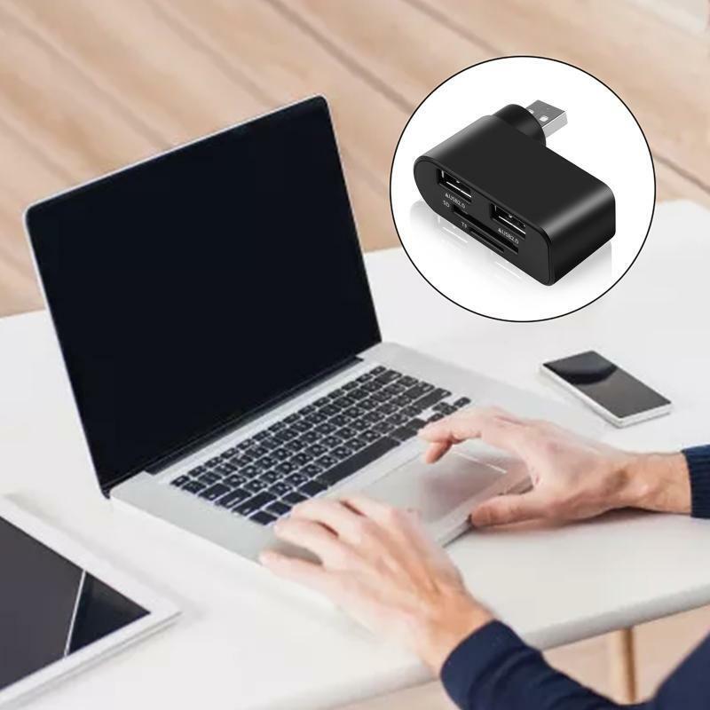USB2.0 Hub Splitter Docking Station Dual USB 480Mb Splitter SD TF Card Reader