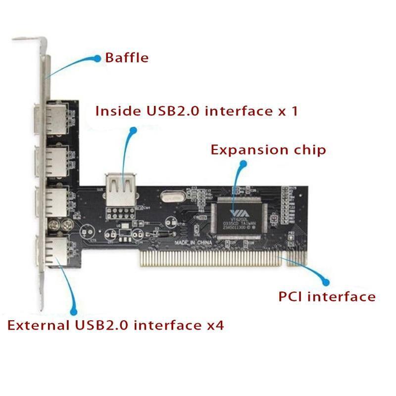 4 Ports PCI to USB 2.0 Adapter Controller Card 480Mbps for Windows ME XP 2000 98