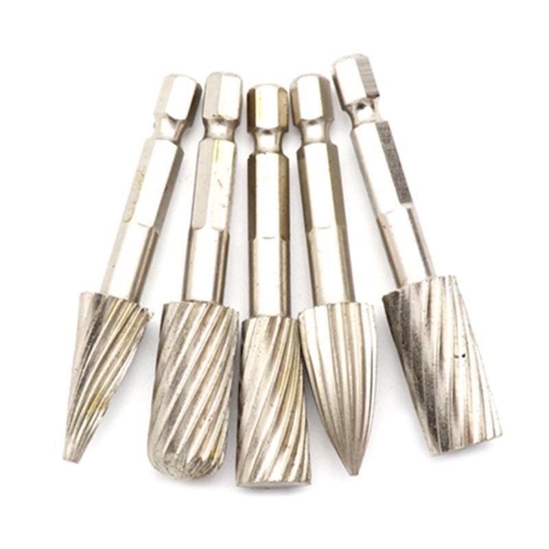 5 Pcs/Set 1/4"/6.35mm Rotary Rasp Cutter Files Grinder Bit Burrs Rotary File Set